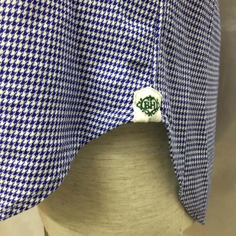 ビームス ハート BEAMS HEART シャツ、ブラウス 半袖 41-01-0060-380 ボタンダウン L 千鳥格子 白 / ホワイト / X 青 / ブルー /  メンズ USED 古着 中古 10117193