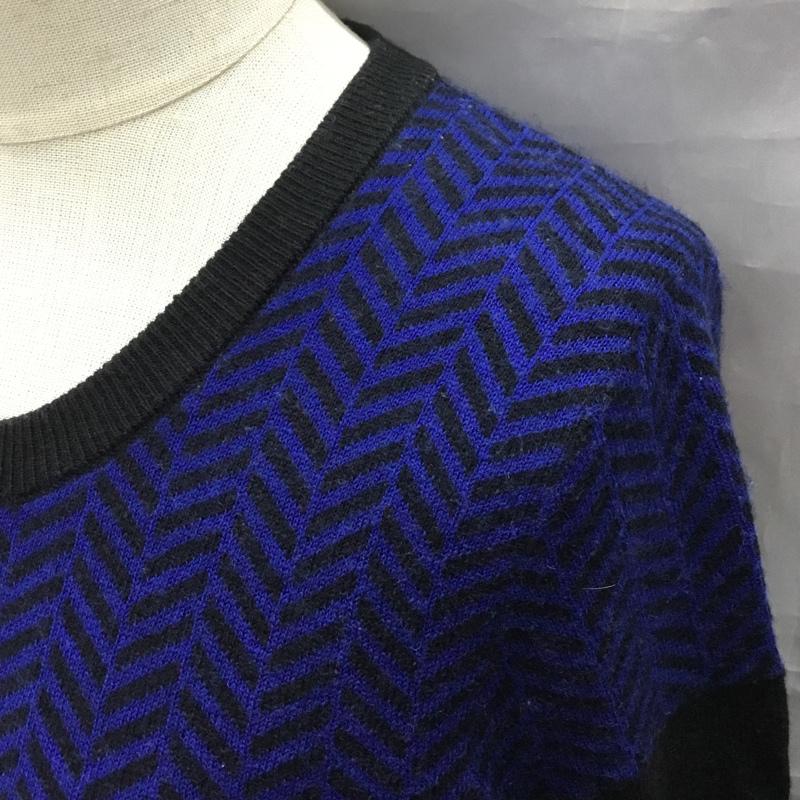 バナナリパブリック BANANA REPUBLIC カーディガン 長袖 ジップアップニットカーディガン 長袖ニットカーディガン S プリント 黒 / ブラック / X 青 / ブルー /  レディース USED 古着 中古 10118062