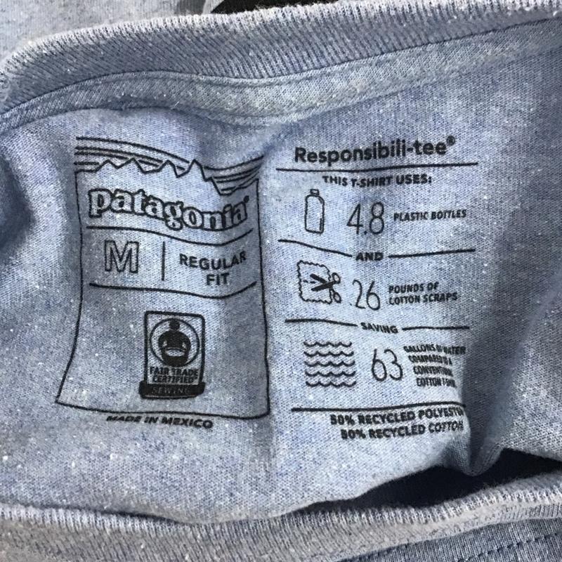 パタゴニア patagonia Tシャツ 半袖 半袖カットソー プリントTシャツ クルーネックカットソー M ロゴ、文字 水色 / ライトブルー /  メンズ USED 古着 中古 10124052