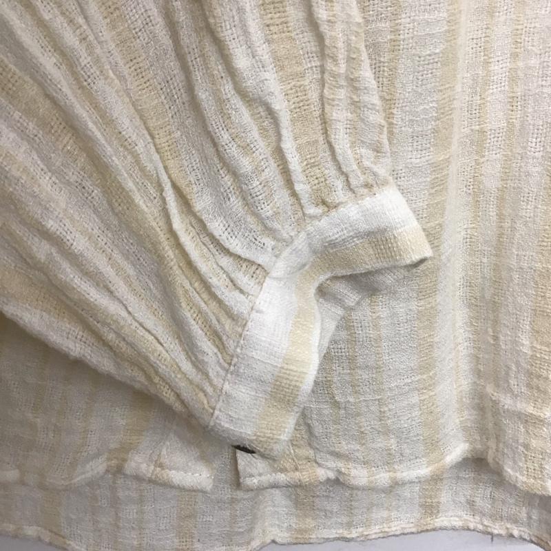 ザラ ZARA シャツ、ブラウス 長袖 M ストライプ 白 / ホワイト / X ベージュ / ベージュ /  レディース USED 古着 中古 10148785