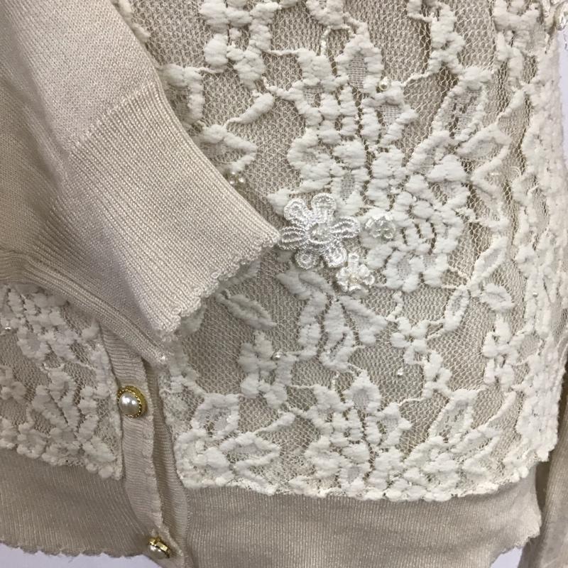 ルゥデルゥ Rew de Rew アンサンブルニット 長袖 半袖ニット 長袖カーディガン パール レース M  ベージュ / ベージュ /  レディース USED 古着 中古 10116763