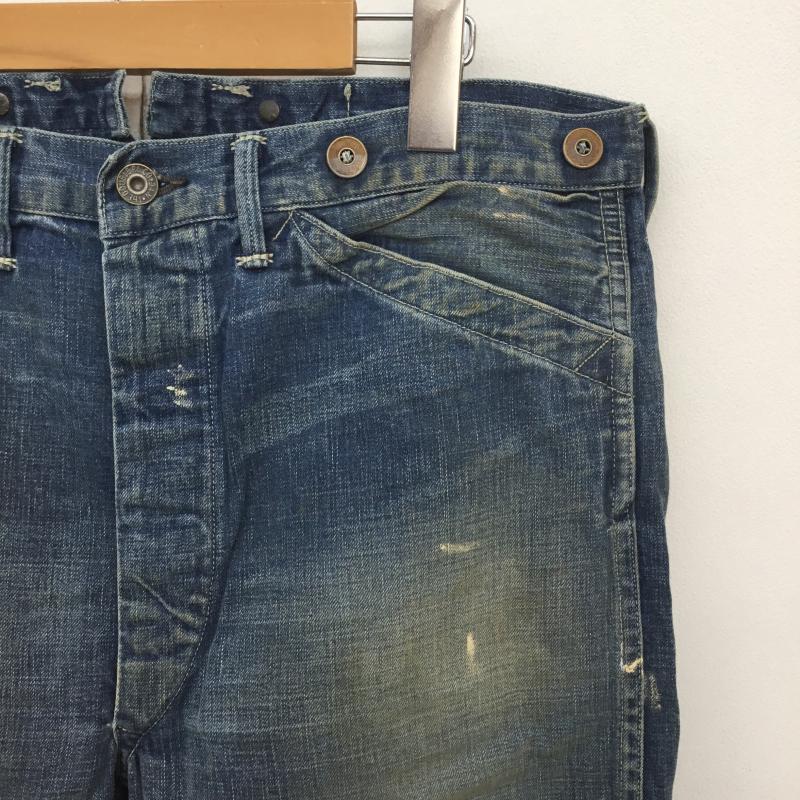 ダブルアールエル RRL パンツ デニム、ジーンズ USA製 32インチ ダメージ加工 青 / ブルー /  メンズ USED 古着 中古 10107620