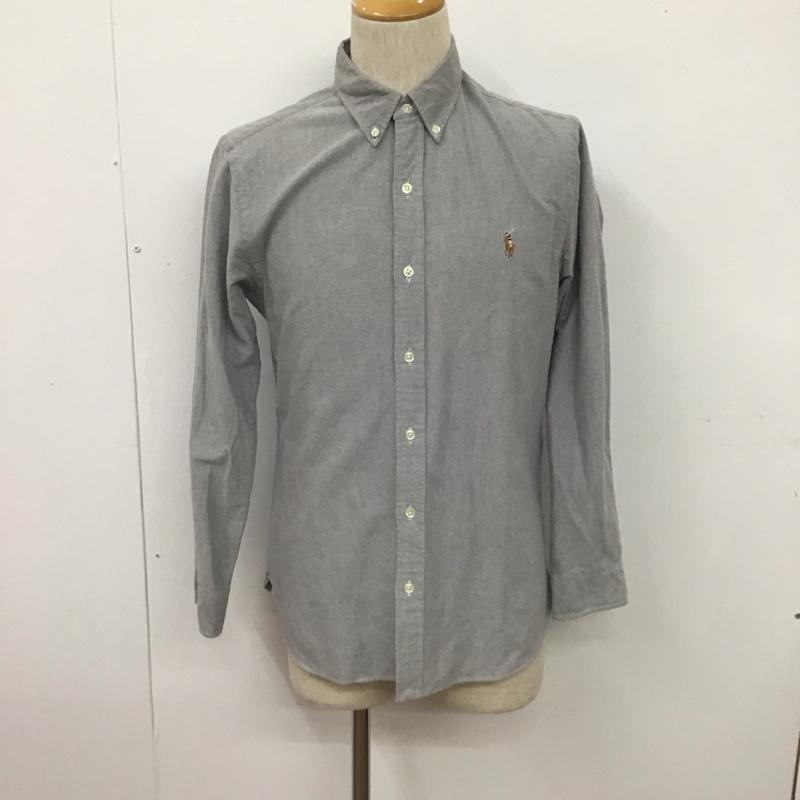 ラルフローレン RALPHLAUREN シャツ、ブラウス 長袖 長袖シャツ ボタンダウンシャツ カジュアルシャツ カラーシャツ M ロゴ、文字 灰 / グレー /  メンズ USED 古着 中古 10106606