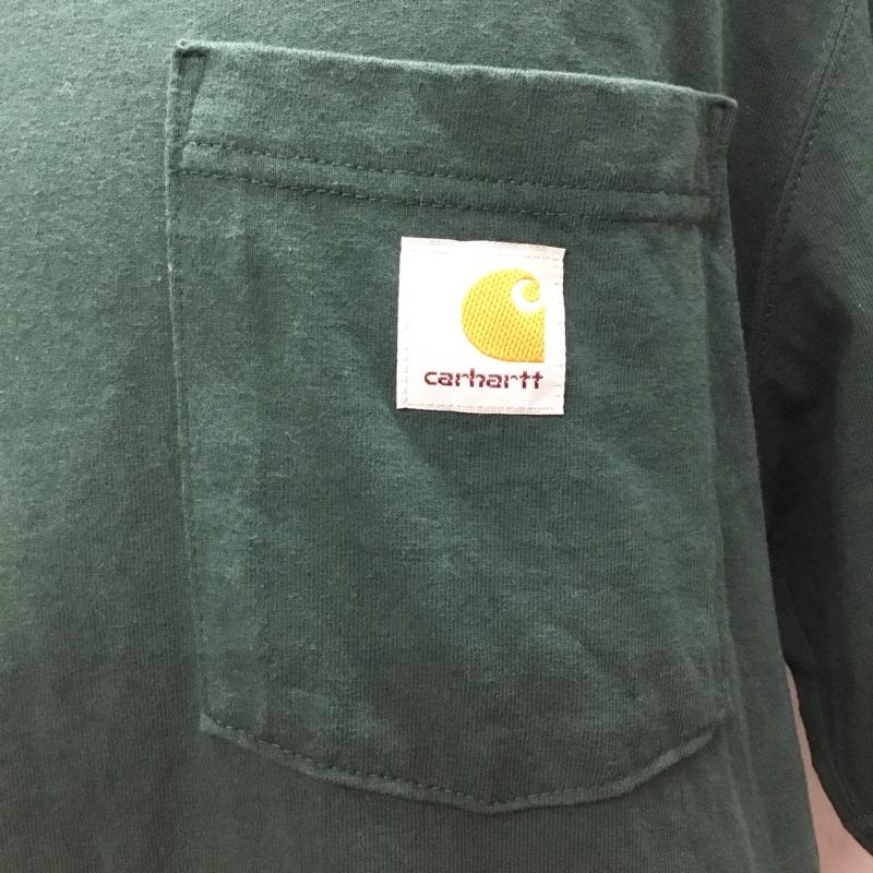 カーハート Carhartt Tシャツ 半袖 K87-HTG ポケット付きTシャツ クルーネック M ロゴ、文字 緑 / グリーン /  メンズ USED 古着 中古 10120991