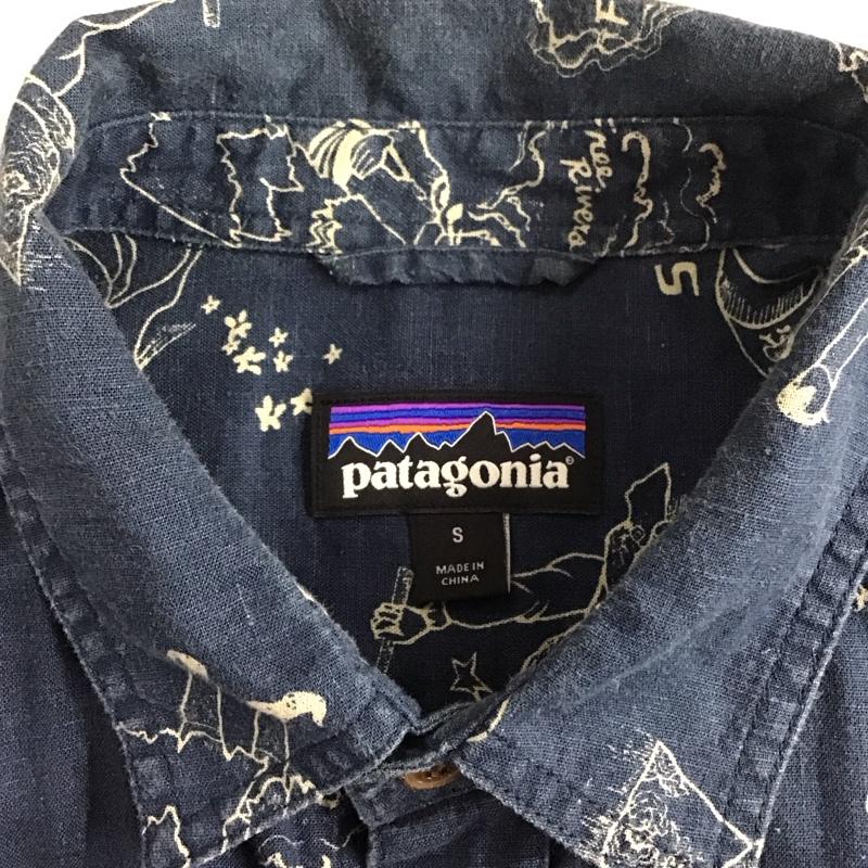 パタゴニア patagonia シャツ、ブラウス 半袖 53139FA18 ヘンプ コットン S 総柄 紺 / ネイビー /  メンズ USED 古着 中古 10123299