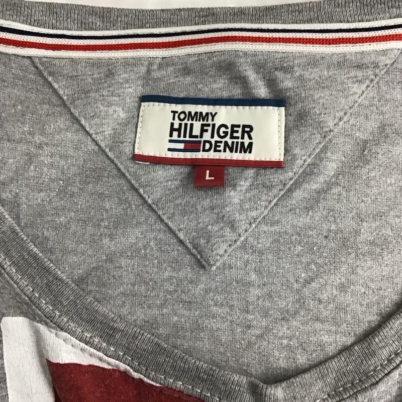 トミーヒルフィガー TOMMY HILFIGER Tシャツ 半袖 クルーネック L 総柄 灰 / グレー /  メンズ USED 古着 中古 10123301