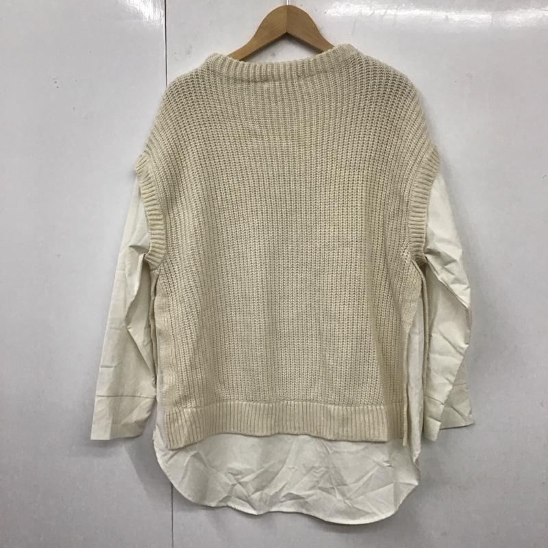 ダブルクローゼット w closet ニット、セーター 長袖 327430 ドッキング レイヤード風 FREE 無地 白 / ホワイト / X アイボリー / アイボリー /  レディース USED 古着 中古 10119581
