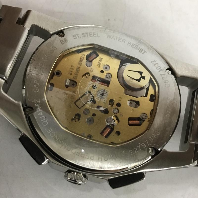 ブローバ BULOVA 腕時計 アナログ（クォーツ式） ハイプレシジョンクォーツ CURV カーブ 箱有 ロゴ、文字 青 / ブルー / X 銀 / シルバー /  メンズ USED 古着 中古 10133863