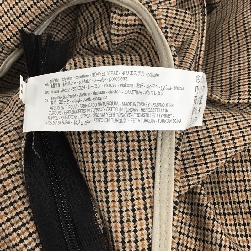 ザラ ZARA カットソー 長袖 3067 487 121 クロップドチェックシャツ L チェック 茶 / ブラウン / X 黒 / ブラック / X 橙 / オレンジ /  レディース USED 古着 中古 10116713