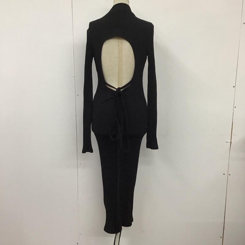 ザラ ZARA ワンピース ロングスカート 3253 816 800 背中開き リブ 長袖 S 無地 黒 / ブラック /  レディース USED 古着 中古 10113501