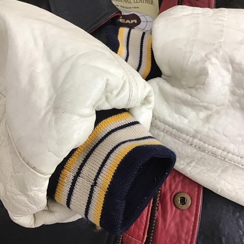 ウーウェア WU-WEAR ジャケット、上着 レザージャケット バックロゴ XL ロゴ、文字 黒 / ブラック / X アイボリー / アイボリー /  メンズ USED 古着 中古 10144720