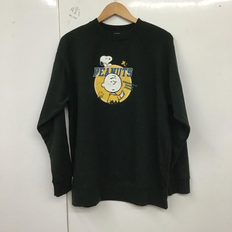 ピーナッツ PEANUTS トレーナー 長袖 長袖トレーナー スウェット クルーネック プルオーバー LL ロゴ、文字 緑 / グリーン /  メンズ USED 古着 中古 10129520
