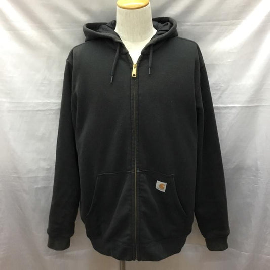 カーハート Carhartt パーカー 長袖 長袖パーカー ジップアップパーカー プリントスウェット トレーナー M 無地 黒 / ブラック /  メンズ USED 古着 中古 10120312