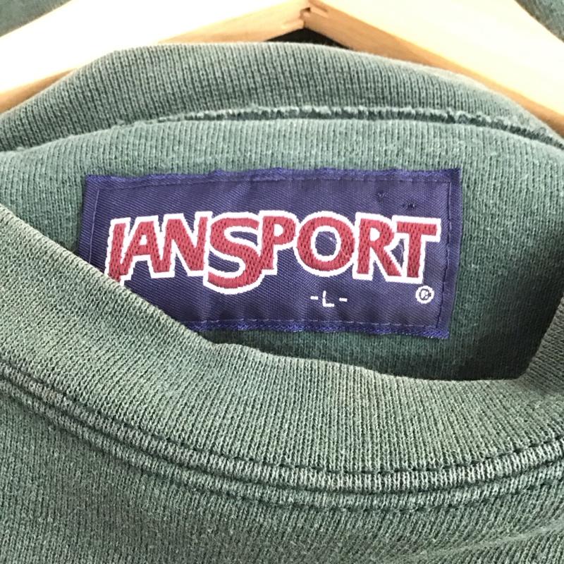 ジャンスポーツ JANSPORT トレーナー 長袖 長袖トレーナー スウェット クルーネック プルオーバー L ロゴ、文字 緑 / グリーン /  メンズ USED 古着 中古 10147997