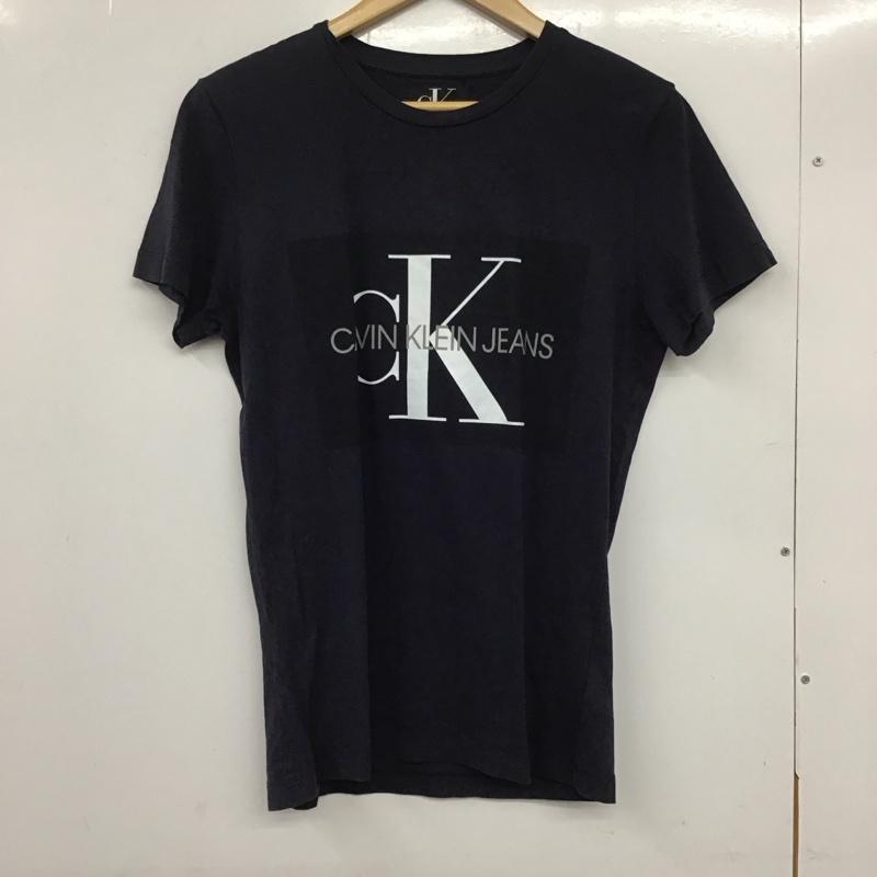 カルヴァン クライン ジーンズ Calvin Klein Jeans Tシャツ 長袖 半袖カットソー プリントTシャツ クルーネックカットソー S ロゴ、文字 紺 / ネイビー /  メンズ USED 古着 中古 10132796