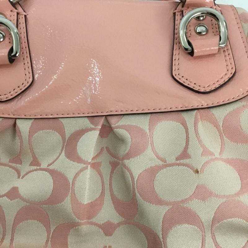 コーチ COACH ハンドバッグ ハンドバッグ F15443 アシュレイ シグネチャー サテンサッチェル ロゴ、文字 桃 / ピンク /  レディース USED 古着 中古 10145199