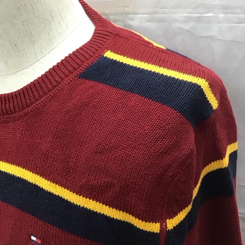 トミーヒルフィガー TOMMY HILFIGER ニット、セーター 長袖 長袖ニットカットソー クルーネックカットソー セーター ボーダーニットカットソー L ボーダー柄 マルチカラー / マルチカラー /  メンズ USED 古着 中古 10111325