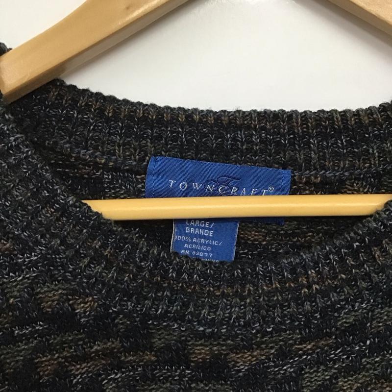タウンクラフト TOWNCRAFT ニット、セーター 長袖 長袖ニットカットソー クルーネック セーター 90s L 総柄 マルチカラー / マルチカラー /  メンズ USED 古着 中古 10144780