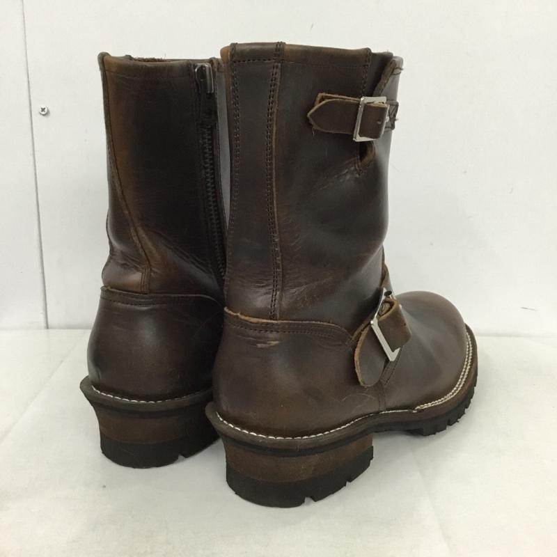 スローウェアライオン SLOW Wear Lion ブーツ エンジニアブーツ OB-859SH ファスナー レザー 9E 無地 茶 / ブラウン /  メンズ USED 古着 中古 10141941