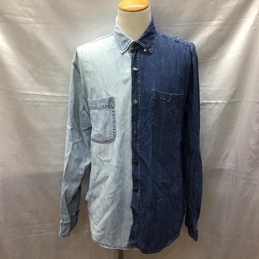 古着 USED シャツ、ブラウス 長袖 長袖シャツ カラーシャツ ポケットシャツ 長袖カットソー デニムシャツ L 無地 インディゴ / インディゴ /  メンズ USED 古着 中古 10117455