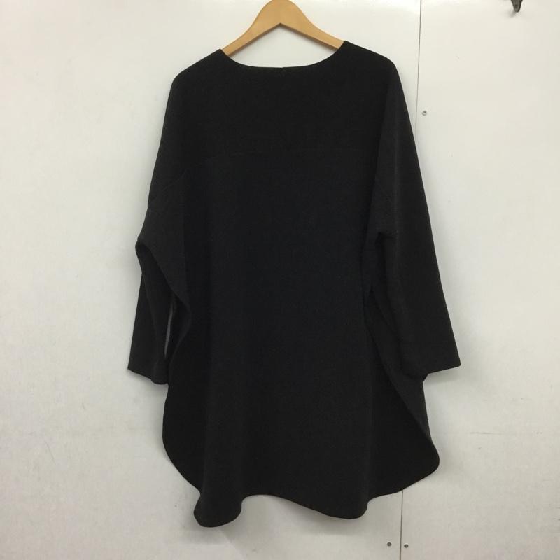 オズモーシス OSMOSIS ワンピース ひざ丈スカート 790006-320 サイドスリット 長袖 ONE SIZE 無地 黒 / ブラック /  レディース USED 古着 中古 10144639