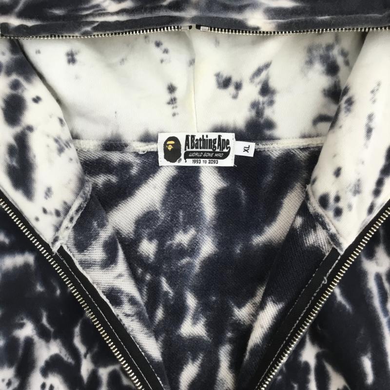 アベイシングエイプ A BATHING APE パーカー 長袖 001ZPF301019X タイダイ　シャークパーカー XL  黒 / ブラック / X 白 / ホワイト /  メンズ USED 古着 中古 10142323