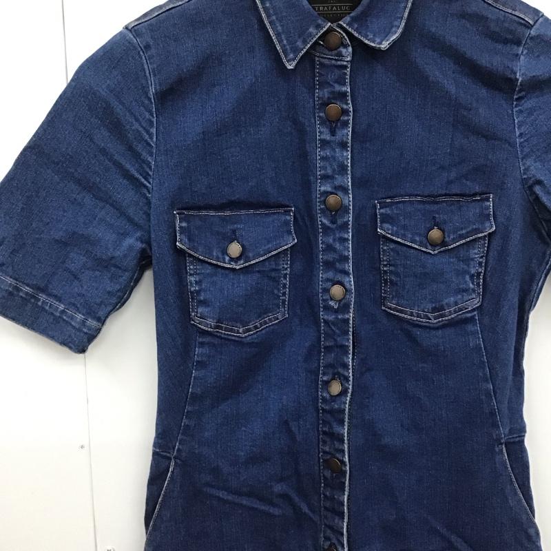 ザラ ZARA TRAFALUC ワンピース ロングスカート 半袖デニムワンピース ロングワンピース フロントボタン S 無地 インディゴ / インディゴ /  レディース USED 古着 中古 10149054