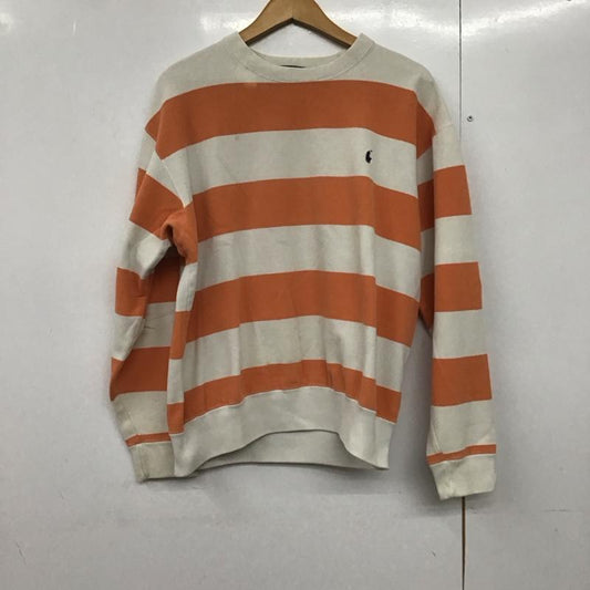 ポロバイラルフローレン Polo by RALPH LAUREN トレーナー 長袖 長袖トレーナー スウェット クルーネック プルオーバー S ボーダー柄 白 / ホワイト / X 橙 / オレンジ /  メンズ USED 古着 中古 10142383