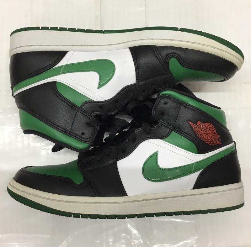ナイキ NIKE スニーカー スニーカー 554724-067 AIR JORDAN 1 MID 27.5cm 箱有 27.5cm ワンポイント 白 / ホワイト / X 黒 / ブラック / X 緑 / グリーン /  メンズ USED 古着 中古 10119649