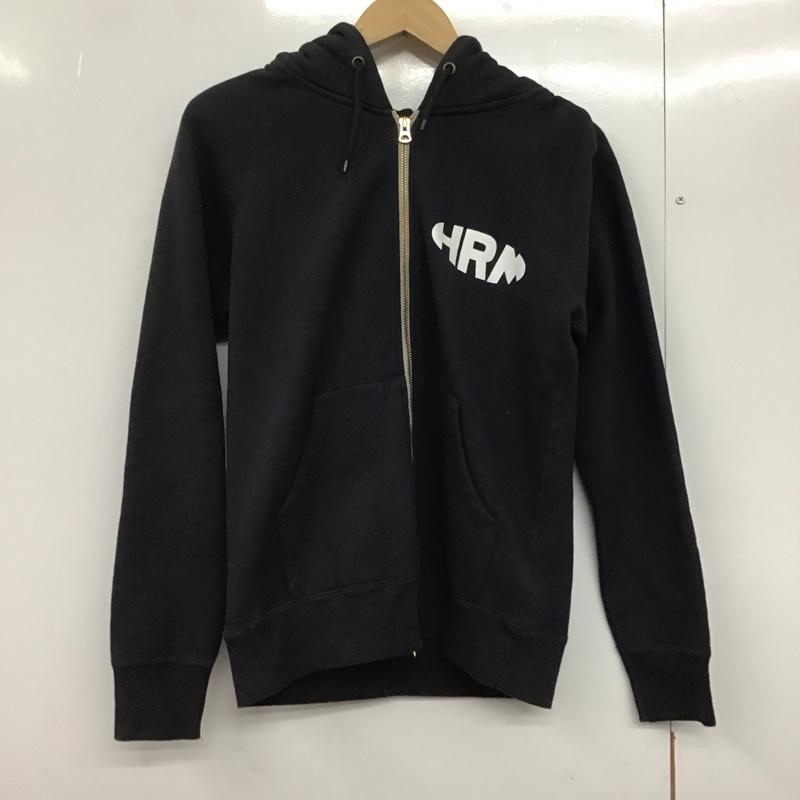 ハリウッドランチマーケット H.R MARKET パーカー 長袖 ジップアップパーカー 長袖パーカー カジュアルジャケット XS ロゴ、文字 黒 / ブラック /  メンズ USED 古着 中古 10141480