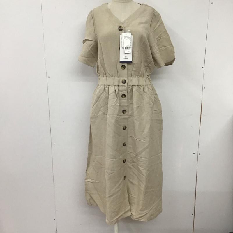 グローバルワーク GLOBAL WORK ワンピース ロングスカート リネン リネン前ボタンワンピ タグ付 M 無地 ベージュ / ベージュ /  レディース USED 古着 中古 10107263