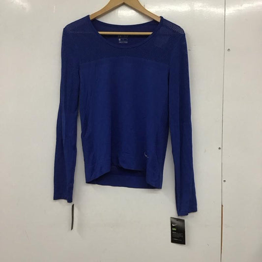 ナイキ NIKE Tシャツ 長袖 AT0783-438 DRI-FIT スポーツウェア メッシュ タグ付き M ワンポイント 青 / ブルー /  レディース USED 古着 中古 10135599