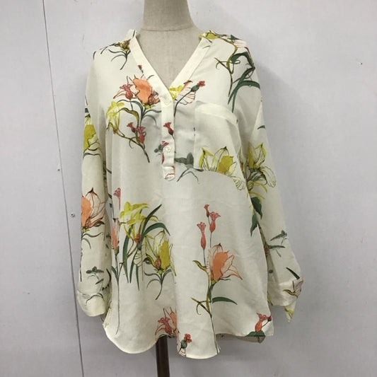 ザラベーシック ZARA BASIC シャツ、ブラウス 七分袖 ノーカラーシャツカットソー Vネック 七分丈シャツ プルオーバー M プリント マルチカラー / マルチカラー /  レディース USED 古着 中古 10109226