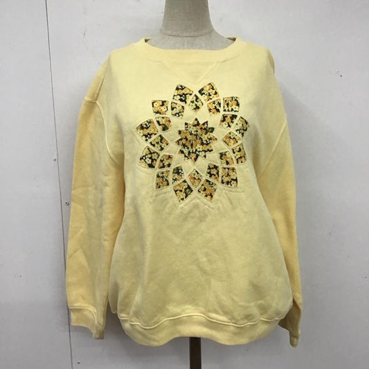 古着 USED トレーナー 長袖 長袖トレーナー スウェット クルーネック リブスウェットカットソー 古着 L 花柄 黄 / イエロー /  レディース USED 古着 中古 10123932