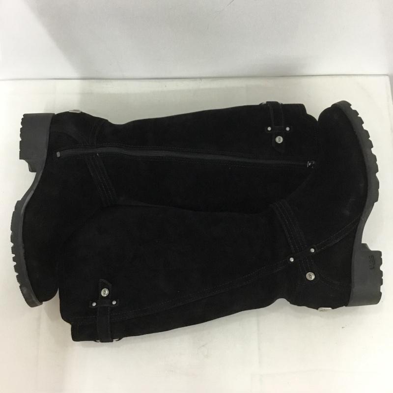 アグ UGG ブーツ 一般 3051 ロングブーツ サイドファスナー 24cm 24.0cm ロゴ、文字 黒 / ブラック /  レディース USED 古着 中古 10140027