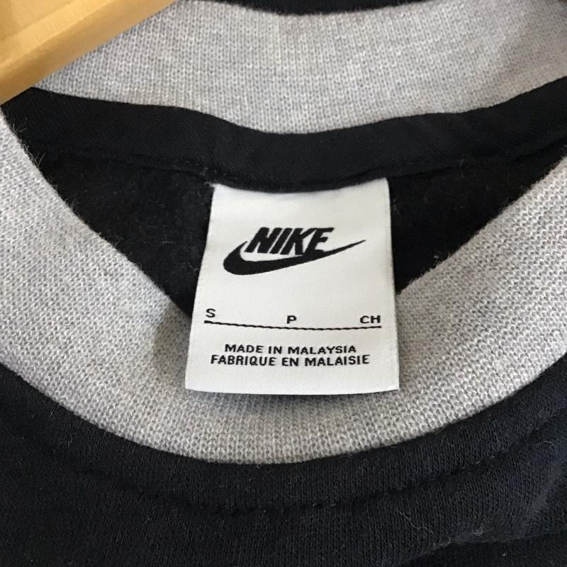 ナイキ NIKE トレーナー 長袖 キッズ スウェット 裏起毛 S ロゴ、文字 黒 / ブラック / X 灰 / グレー /  ボーイズ USED 古着 中古 10117756