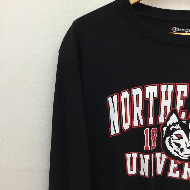 チャンピオン Champion Tシャツ 長袖 a603-5795 Champion 長袖 プリントTシャツ M ブラック M プリント 黒 / ブラック /  メンズ USED 古着 中古 10127549