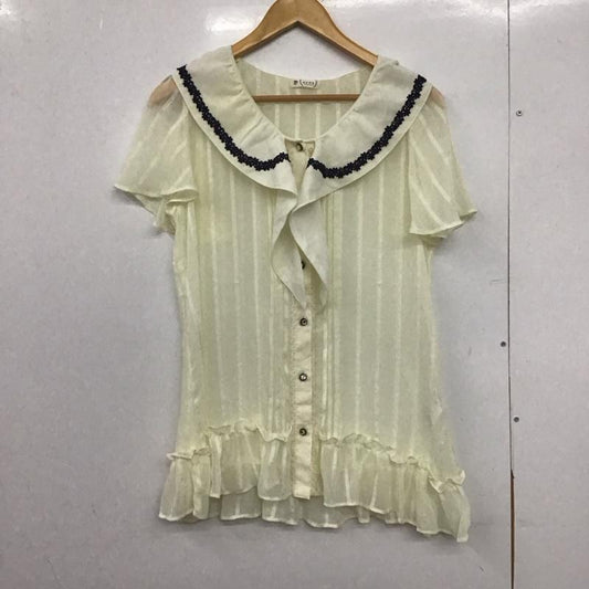 アクシーズファム axes femme シャツ、ブラウス 半袖 半袖シャツ ビックカラーシャツ M ストライプ アイボリー / アイボリー /  レディース USED 古着 中古 10147047