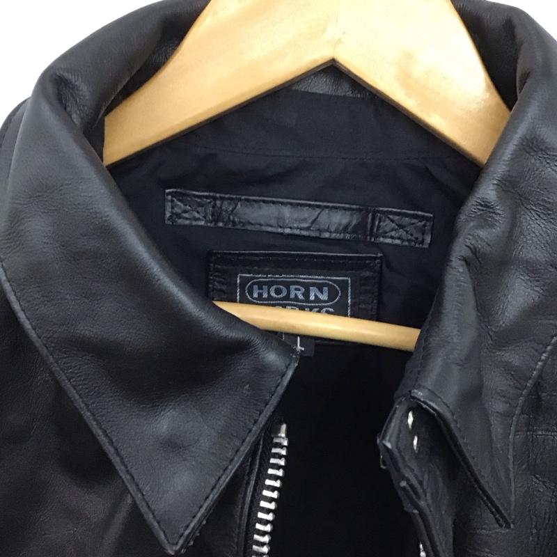 ホーンワークス HORN WORKS ジャケット、上着 ジャンパー、ブルゾン ジップアップジャケット アウター カラージャケット レザージャケット L 無地 黒 / ブラック /  メンズ USED 古着 中古 10143707