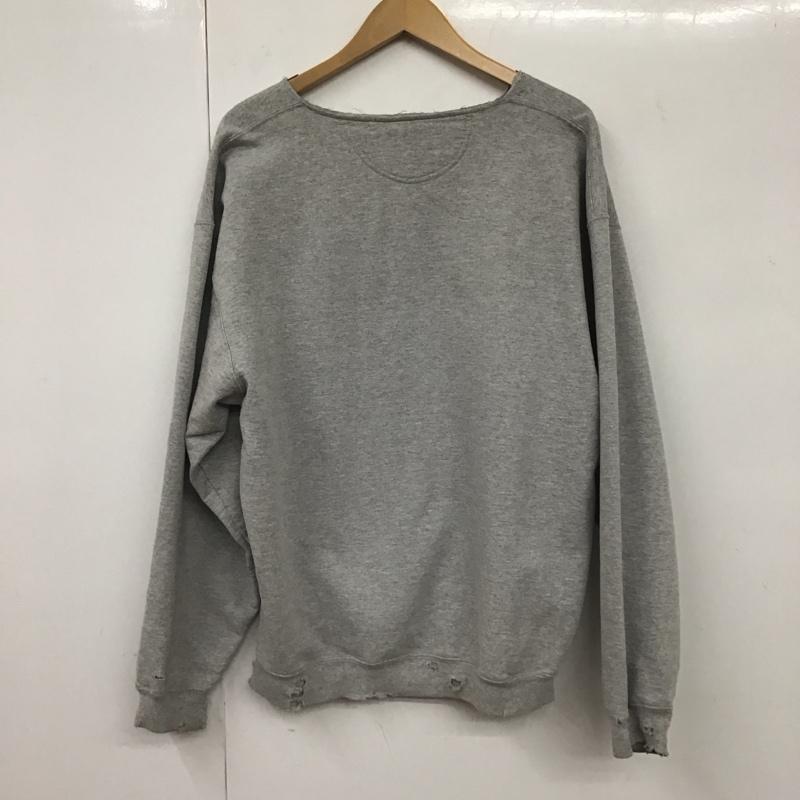 古着 USED トレーナー 長袖 長袖トレーナー スウェット Vネック ダメージ加工 プリント 灰 / グレー /  メンズ USED 古着 中古 10131455