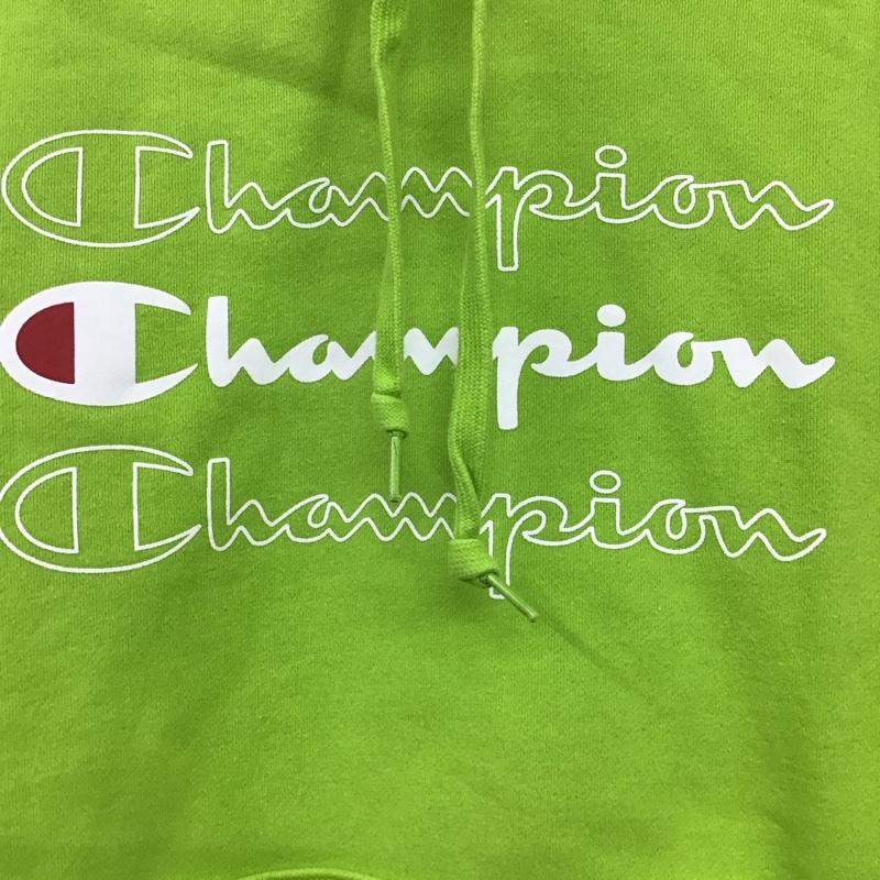 エックスガール X-girl パーカー 長袖 CWSQ112 Champion 2 ロゴ、文字 X プリント 黄緑 / イエローグリーン /  レディース USED 古着 中古 10141827