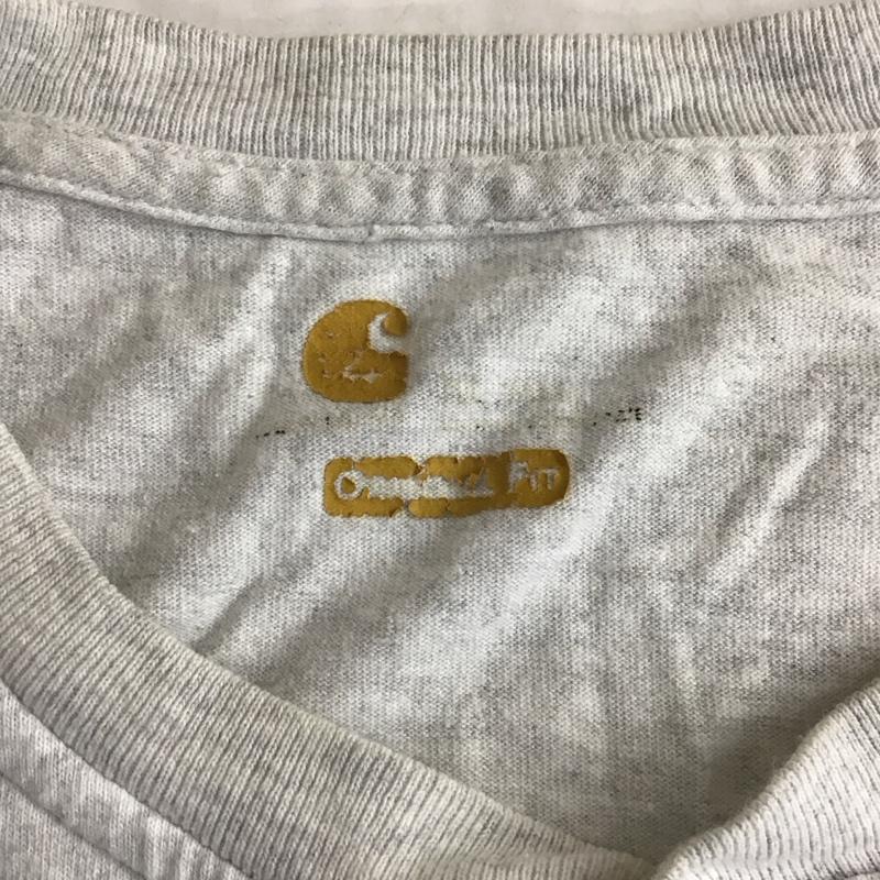 カーハート Carhartt カットソー 半袖 半袖カットソー プリントTシャツ ヘンリーネックカットソー XL ロゴ、文字 灰 / グレー /  メンズ USED 古着 中古 10119932