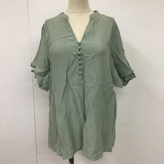 ビューティアンドユースユナイテッドアローズ BEAUTY&YOUTH UNITED ARROWS シャツ、ブラウス 半袖 1621-144-1505 ラッフルスリーブスキッパーブラウス 半袖シャツ 袖フリルシャツ FREE 無地 緑 / グリーン /  レディース USED 古着 中古 10105934