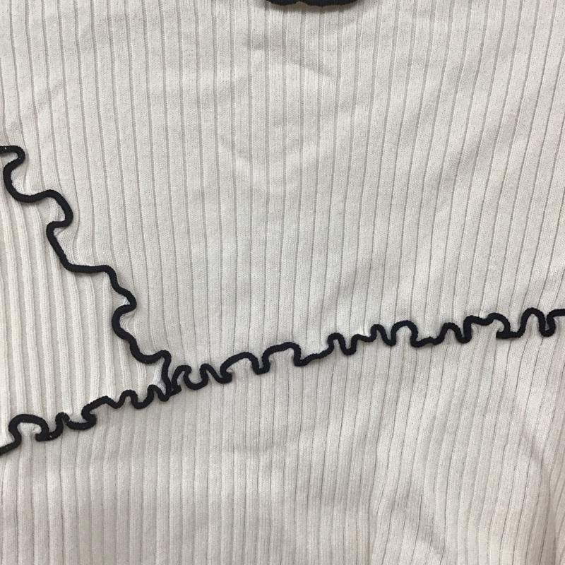 ジーナシス JEANASIS Tシャツ 長袖 JS071313SB 配色メローニット ショート丈 クロップド丈 スタンドネック タートルネック FREE 無地 オフホワイト / オフホワイト /  レディース USED 古着 中古 10146410