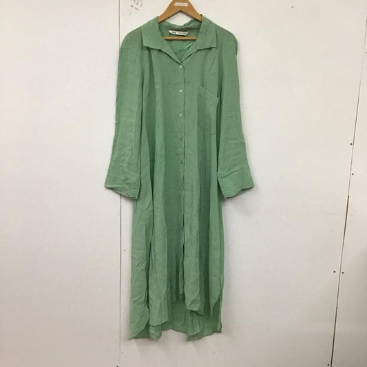 ザラ ZARA ワンピース ロングスカート シャツワンピース L 無地 緑 / グリーン /  レディース USED 古着 中古 10128866