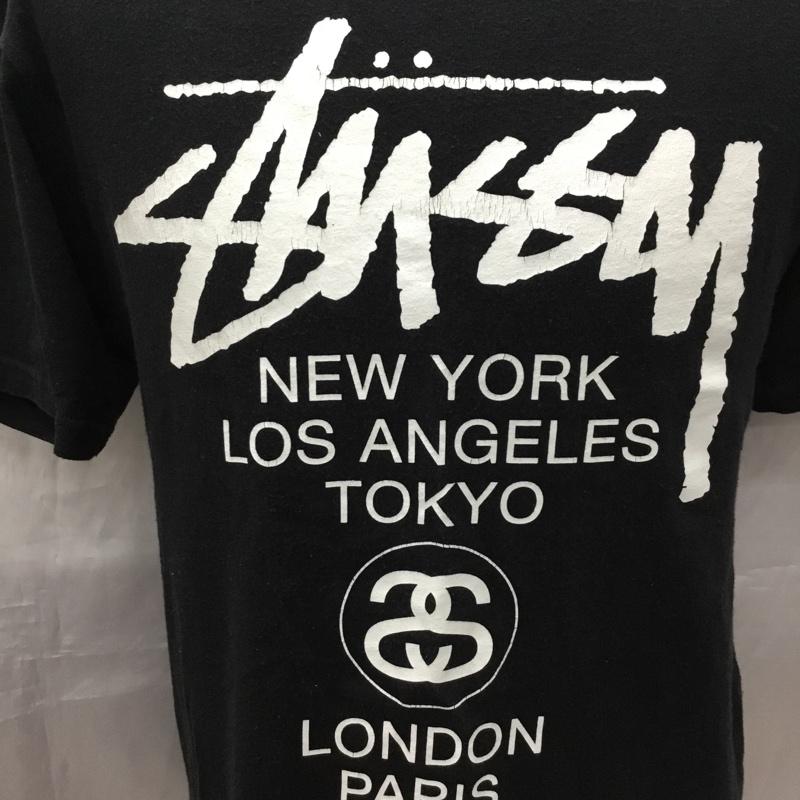 ステューシー STUSSY Tシャツ 半袖 半袖カットソー プリントTシャツ クルーネックカットソー S ロゴ、文字 黒 / ブラック /  メンズ USED 古着 中古 10116727