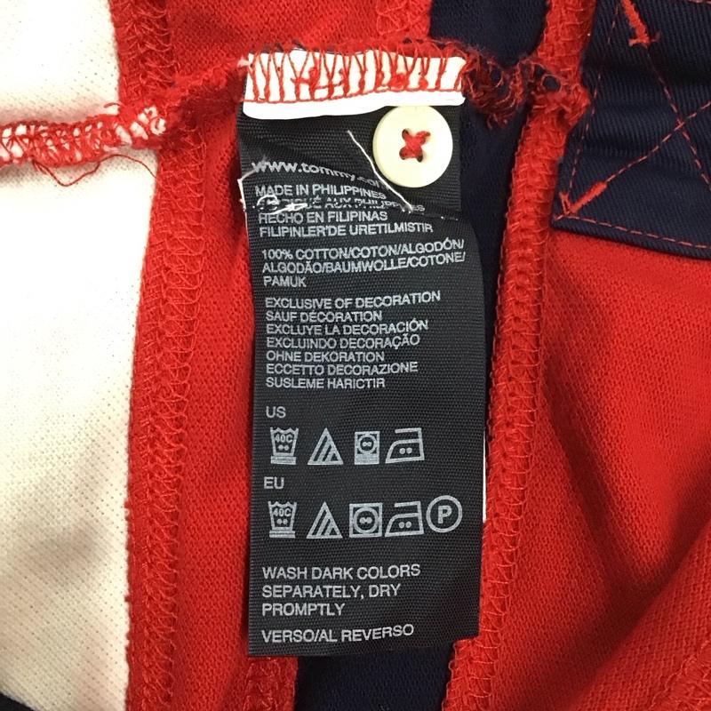 トミーヒルフィガー TOMMY HILFIGER ポロシャツ 半袖 半袖ポロシャツ 半袖カットソー カラーシャツ M ロゴ、文字 赤 / レッド / X 紺 / ネイビー /  メンズ USED 古着 中古 10111025