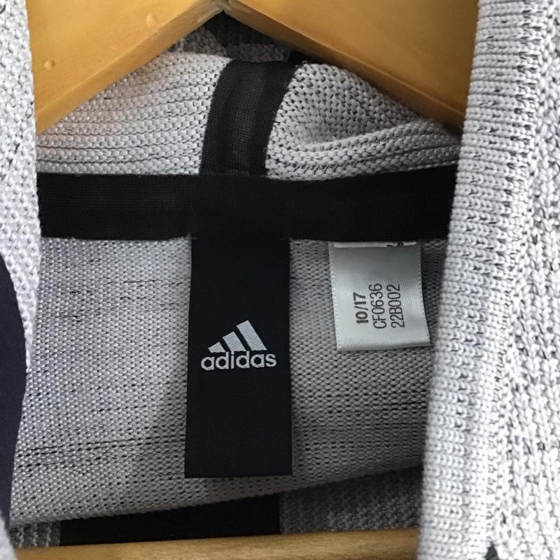 アディダス adidas パーカー 長袖 cf0636 PRIMEKNITHOODIE ジップアップパーカー スポーツウェア ロゴ、文字 灰 / グレー /  メンズ USED 古着 中古 10141219