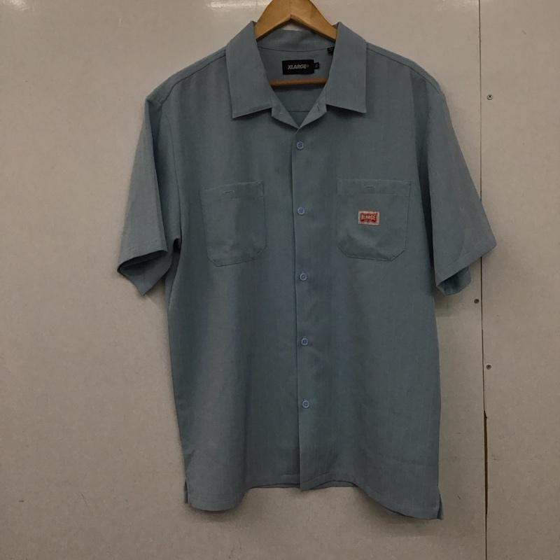 エクストララージ XLARGE シャツ、ブラウス 半袖 半袖シャツ ストライプシャツ ボーリングシャツ XL ストライプ 水色 / ライトブルー /  メンズ USED 古着 中古 10147805