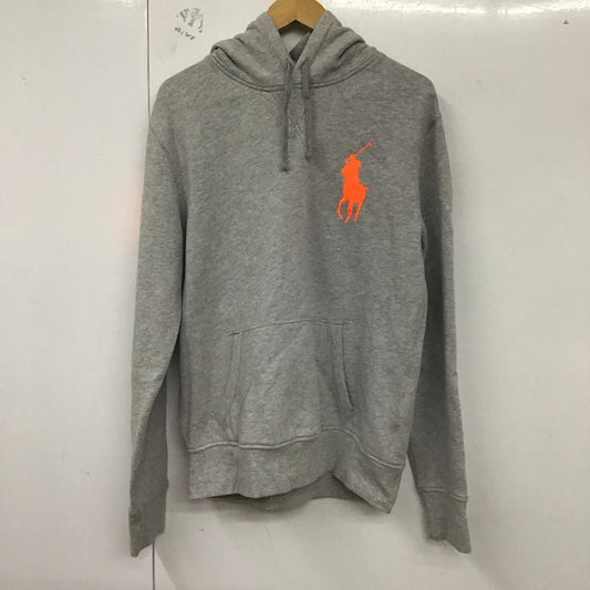ポロラルフローレン POLO RALPH LAUREN ポロシャツ 長袖 長袖スウェットパーカー プルオーバー M ロゴ、文字 灰 / グレー /  メンズ USED 古着 中古 10129876